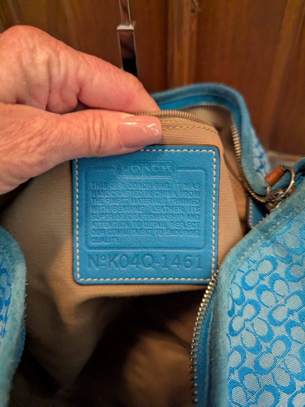 Coach Blue Signature Suede Hobo Bag #1461 - Picture 13 of 14
